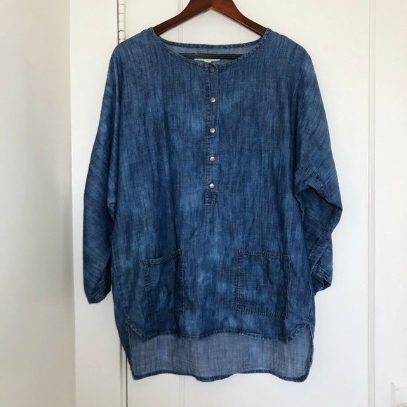 Staring At Stars Chambray Popover Shirt - Picture 1 of 7